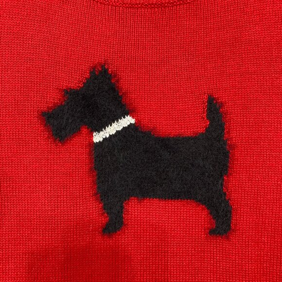 Charter Club size XL Red Black Crew Neck Dog Print Long Sleeve Casual Sweater - Picture 3 of 9